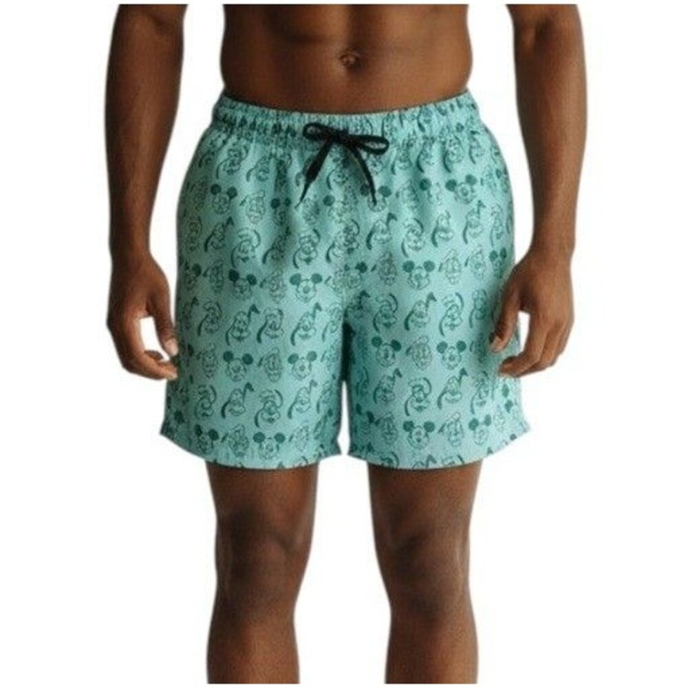 NEW Disney Mickey & Friends 6" Swim Trunks Mens Large Lined Mint Green